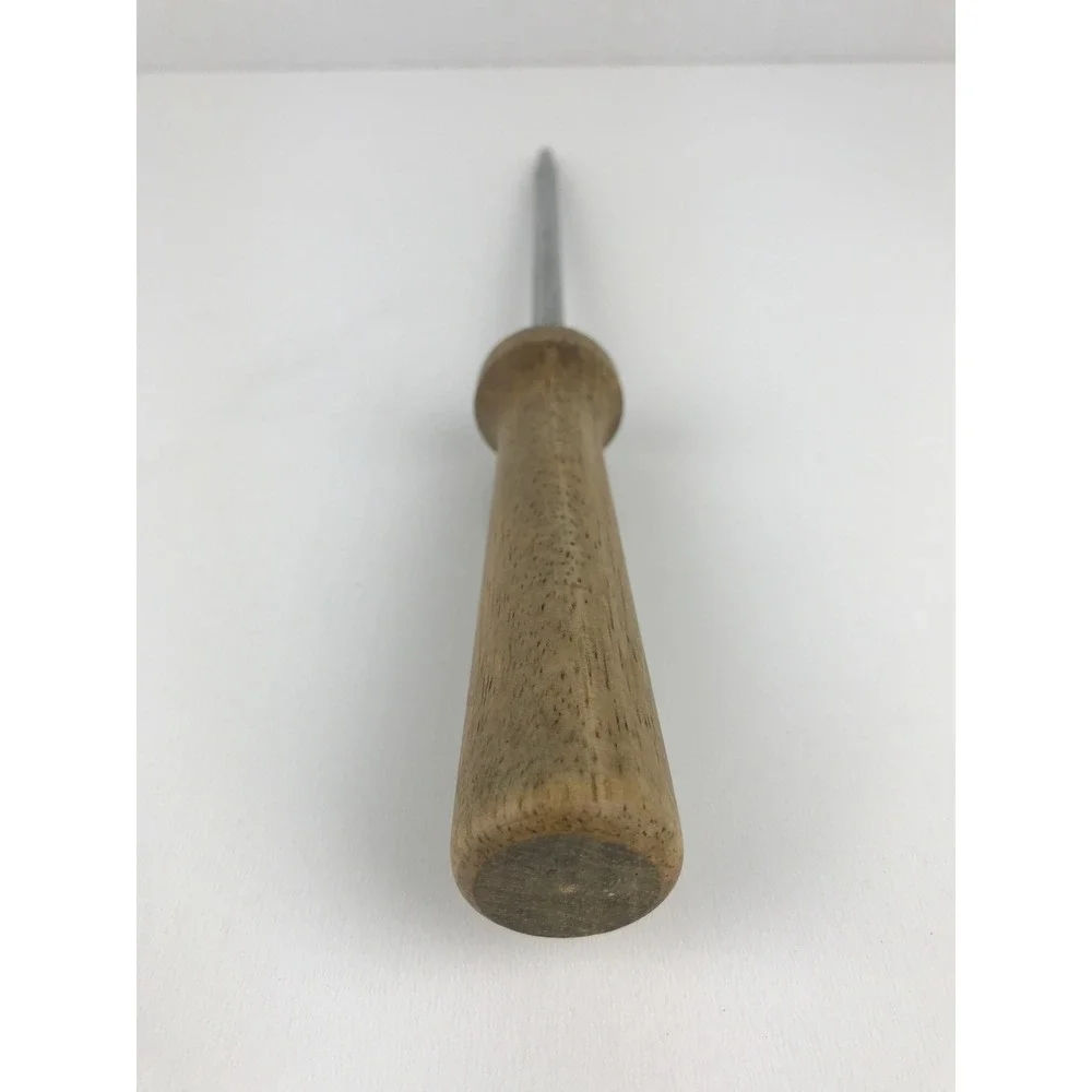 Vintage‎ Unbranded Knife Sharpening Steel Rod Wooden Handle Kitchen Tool 12